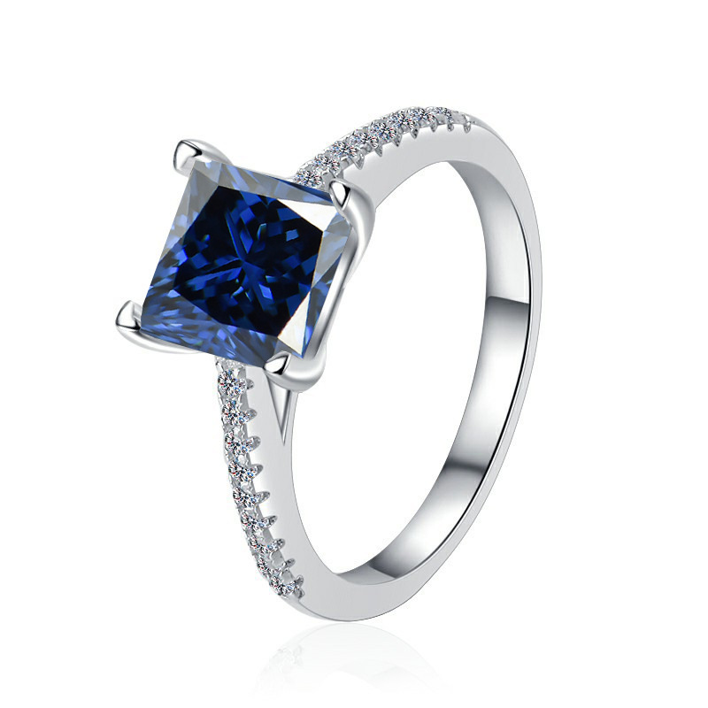 925 anillo de plata esterlina mujer nueva princesa de moda europea y americana Fang cuatro garras anillo de piedra de moissan plata fábrica en vivo