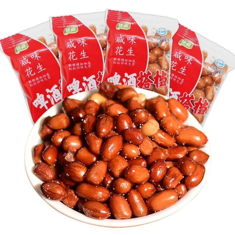 Новые жареные арахисы Rongsheng с солёной начинкой, хрустящие, с красной кожурой, оптовая упаковка для снеков, индивидуально упакованные арахисы для пьяниц.