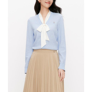 Design Bow Knitwear Women's Early Spring New 2025 Small Elegant Slimming Loose Casual Top