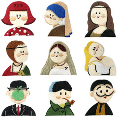 世界の有名な絵画シリーズ布ステッカー「モナリザ」真珠のイヤリングをかけた少女 DIY 装飾パッチ