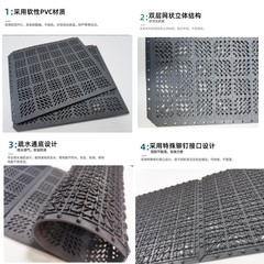 商場車間辦公室防摔拼接墊商用衛生間浴室PVC 雙層網格斜紋防滑墊