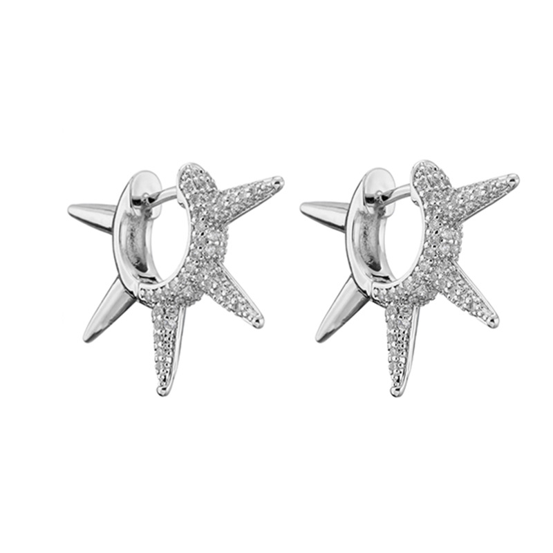 Simple Micro-inlaid Thorn Pointed Copper Plated Ear Clip Wholesale Nihaojewelry display picture 4