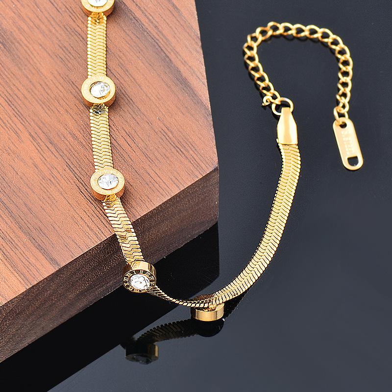 Fashion Geometric Titanium Steel Inlay Zircon Bracelets 1 Piece