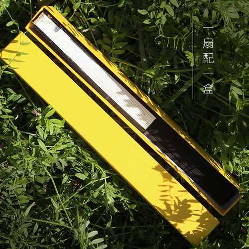 Feichi's new guqin carving fan one-foot black-headed green fan bone rice paper blank calligraphy and painting fan Chinese style folding fan