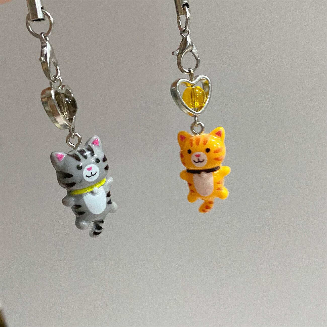 6g Weight Mobile Phone Chain, Keychain Classification 1 Piece Quantity Daily Occasion Resin Material Heart Shape, Cat Pattern Cute, IG Style Style 1 Piece Cute IG Style Heart Shape Cat Resin Mobile Phone Chain Keychain 7