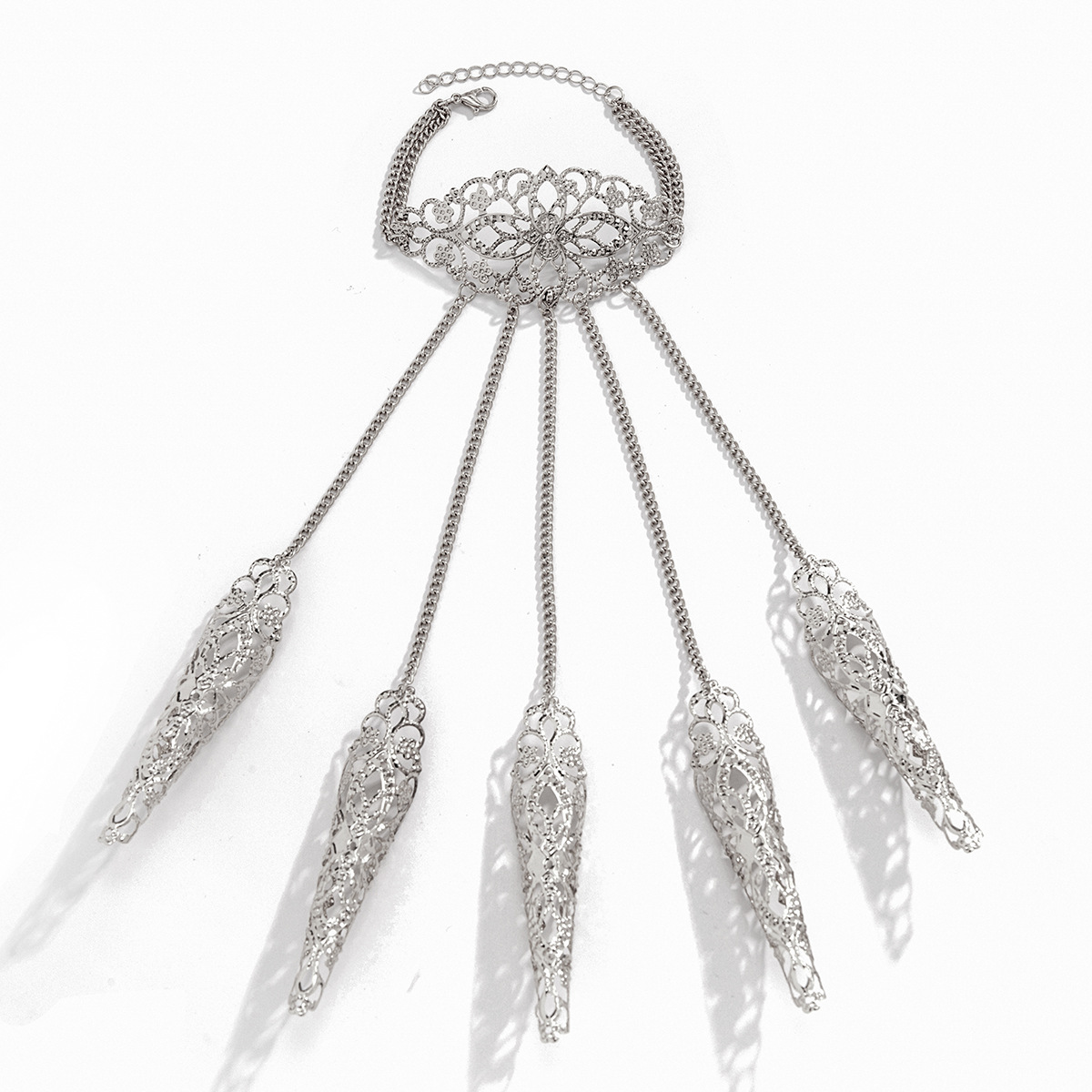 Bracelet chaîne à griffes de doigt Punk, anneaux de pointe d'ongle, motif creux, griffes de doigt de reine ancienne pour femmes et filles, Halloween Cosplay_voghion.com