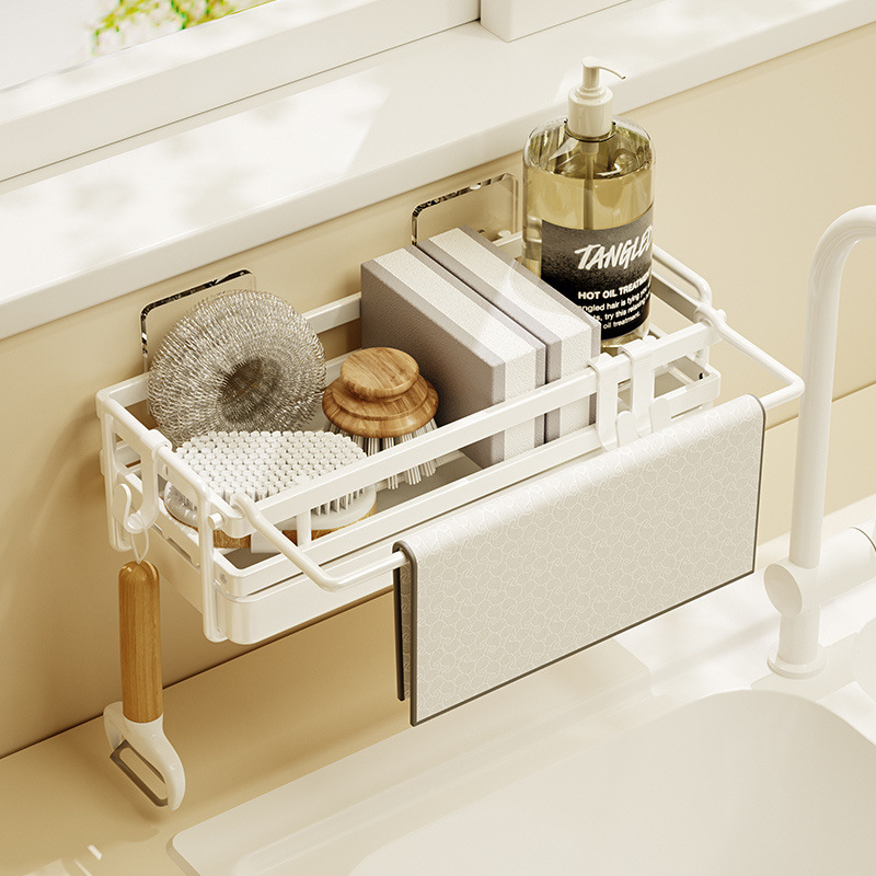 Rag Drain Rack Kitchen Punch-Free Sponge Storage Rack Household Wall-Mounted Sink Faucet Storage Rack