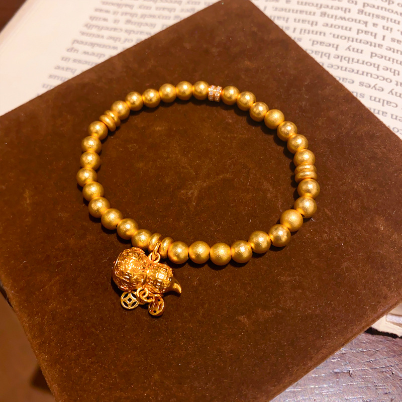 Pulsera de calabaza de moneda de cobre de circón, lujo ligero, sentido de alta gama, nueva pulsera retro china, pulsera, joyería de todo fósforo de nicho al por mayor