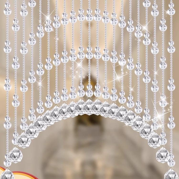 Trendy Crystal Bead Curtain No-Drill Door Curtain Gourd Decoration Partition Entrance Hallway Bathroom Bedroom Bead Chain Hanging Curtain