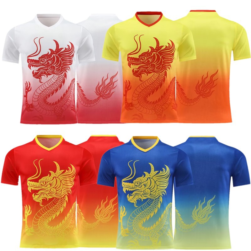 Dragon Boat Suit Men's Short Sleeve Ancestor Worship Parade Training Suit Dragon Boat Race Suit Printed Team Uniform