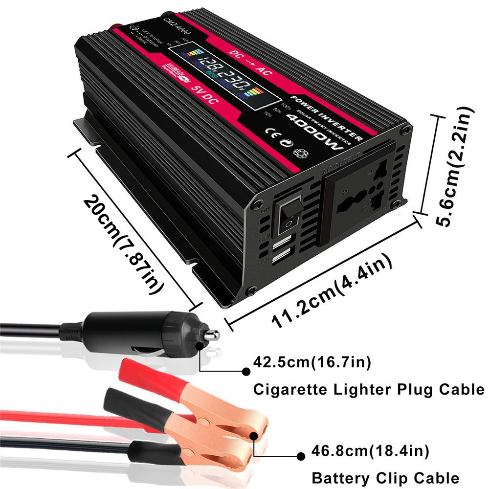 实力工厂智能修正弦波车载太阳能逆变器4000W 12V power inverter