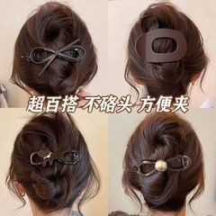 可爱猫狗蝴蝶结扭扭发夹不咯头大号一字抓夹高级感后脑勺盘发夹子