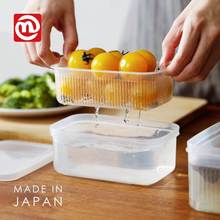 NAKAYA日本进口沥水保鲜盒塑料厨房冰箱食物收纳盒水果蔬菜储物
