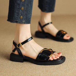 Foreign Trade Thick-Soled Sandals for Women, Fairy Style Spring New Style, Versatile Thick-Heeled Flat-Heeled Sandals for Students, Wholesale