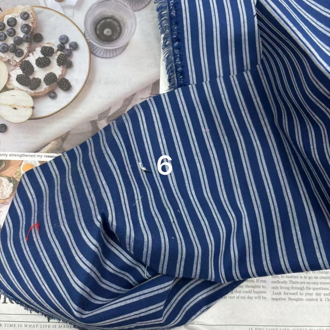 全棉男女高支高密色织多线条子复古童装睡衣裙睡衣鞋材条纹布料