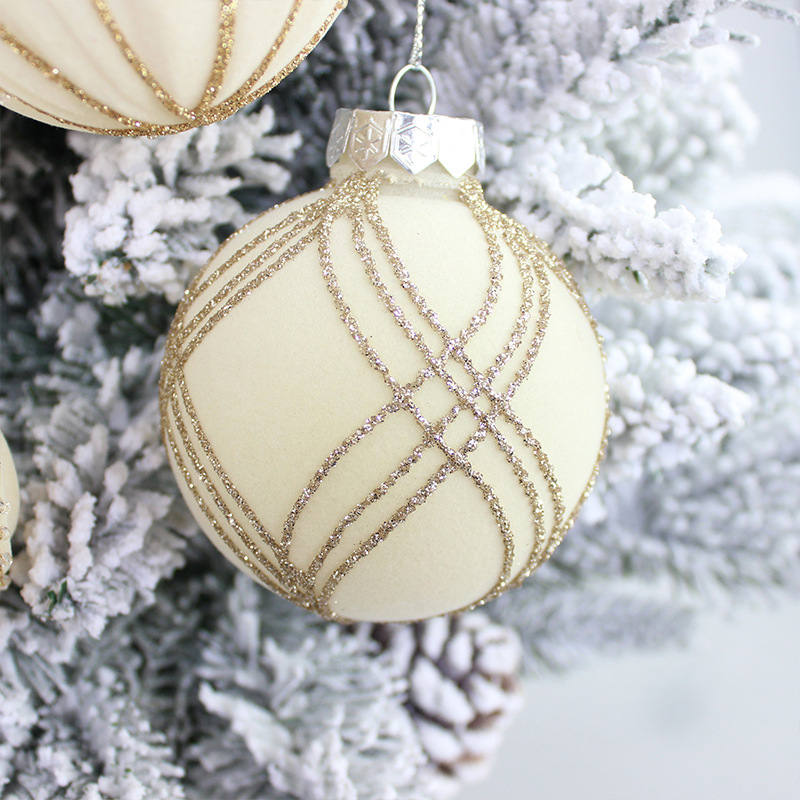 Bolas de Navidad flocado Bolas de Navidad Bolas de Navidad Colgante de árbol de Navidad Accesorios de Navidad Colgante de decoración de Navidad