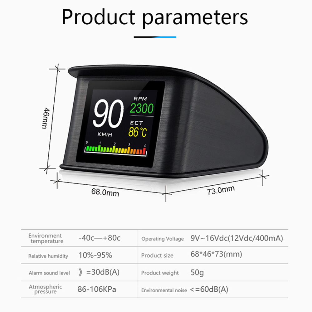 P10 Car Hud Head-Up Display Car Projector Driving Computer Obd2 Head-Up Display High-Definition Digital