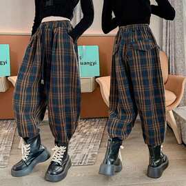 女童裤子春秋大童秋款束脚裤时髦洋气休闲秋季网红炸街儿童直筒裤