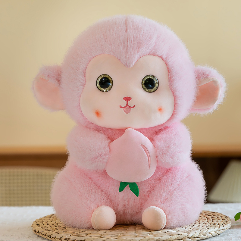 Plush Toy Monkey with a Peach, Comfort Doll, Wholesale Manufacturer Direct Sales, Wedding Customization