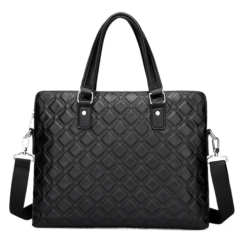 New Men's Handbag Genuine Leather Business Briefcase Cowhide Shoulder Crossbody Bag Horizontal Computer Bag Boutique Men's Bag