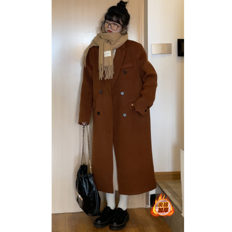 觅定灰色毛呢大衣正肩外套女冬季高级感长款西装呢子黑色小个子|undefined