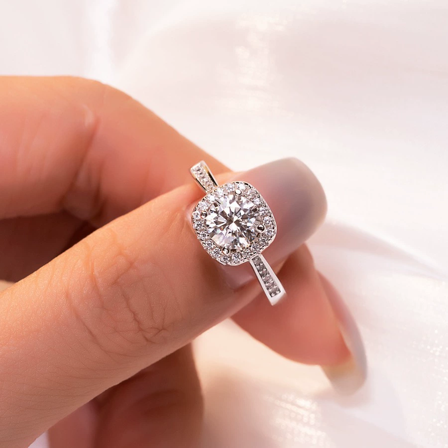 Звездная принцесса квадратная сумка 1 карата обручальное кольцо Мозамбик относится к женской S925 стерлингового серебра