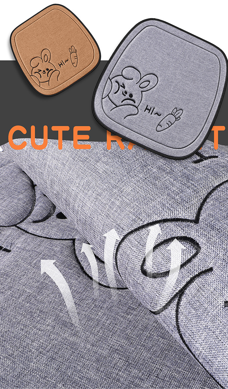 Car Seat Cushion, Universal for All Seasons, Linen Fabric, Cartoon Three-Piece Set, Single-Piece Cotton Seat Cushion, Non-Slip Rear Seat Long Cushion