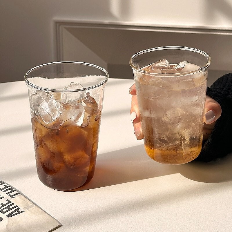 Simple Transparent Flared Cup High Borosilicate Glass Cup Iced American Latte Coffee Cup Milk Cup Water Cup Beverage Cup Simple Transparent Flared Cup High Borosilicate Glass Cup Iced American Latte Coffee Cup Milk Cup Water Cup Beverage Cup