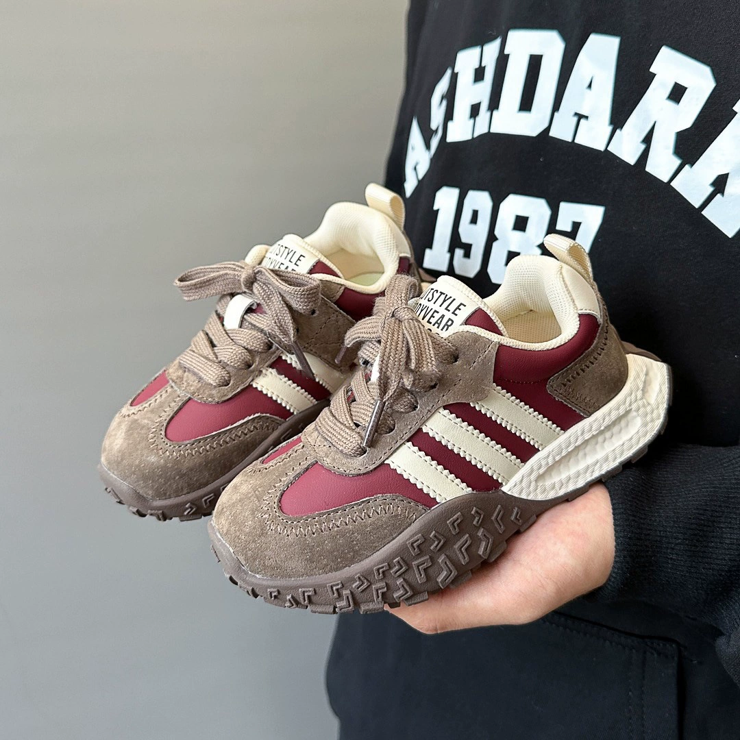 Детская бархатная спортивная обувь теплая 2024 осень и зима новая обувь для мальчиков на толстой подошве повседневная обувь для девочек