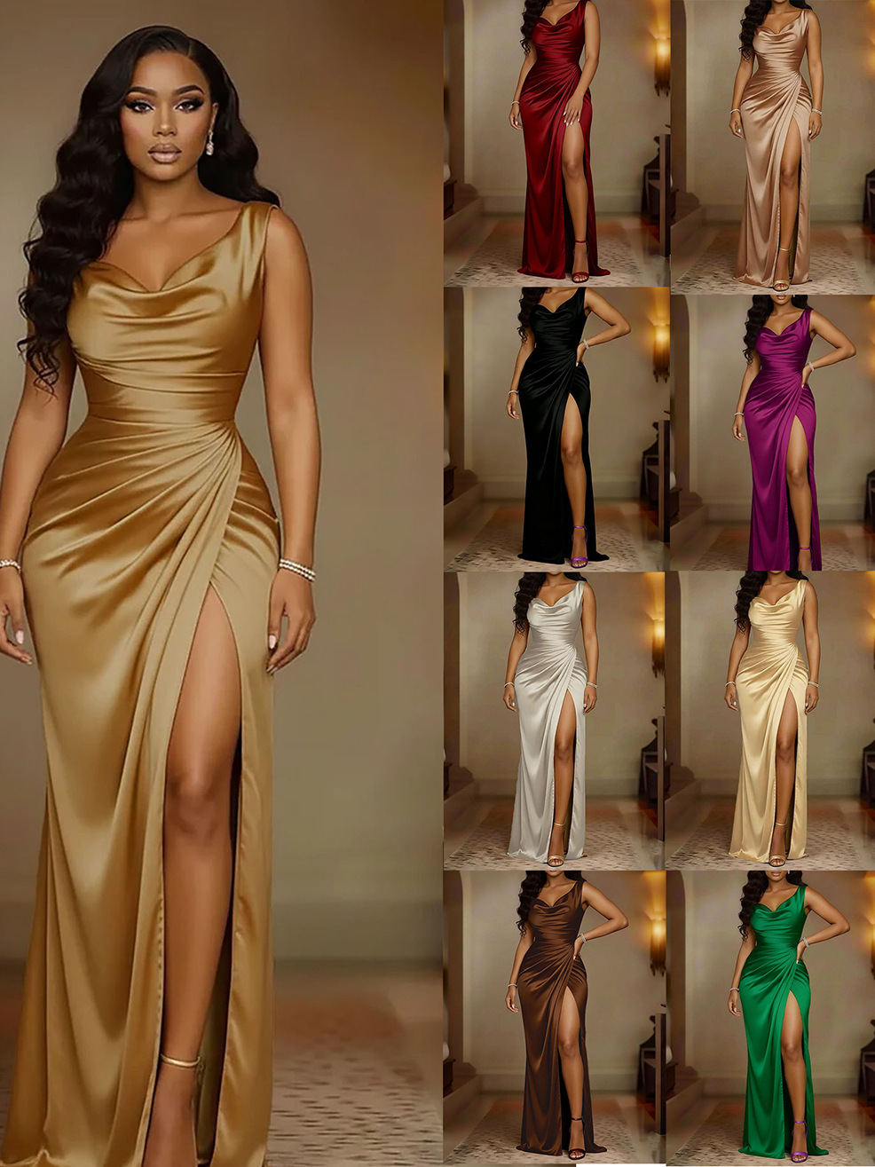 summer solid color fitted dress sleevless