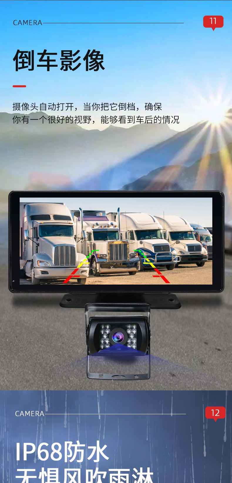 10.36inch Truck Dashcam with Four-Way Monitoring, 360 Panoramic Hd Night Vision, Reversing Images, and In-Car Navigation