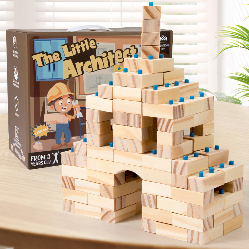 Cross-border Children's Architect Master Puzzle Log Color Large Particle Building Block Castle Assembled Game Puzzle Toys