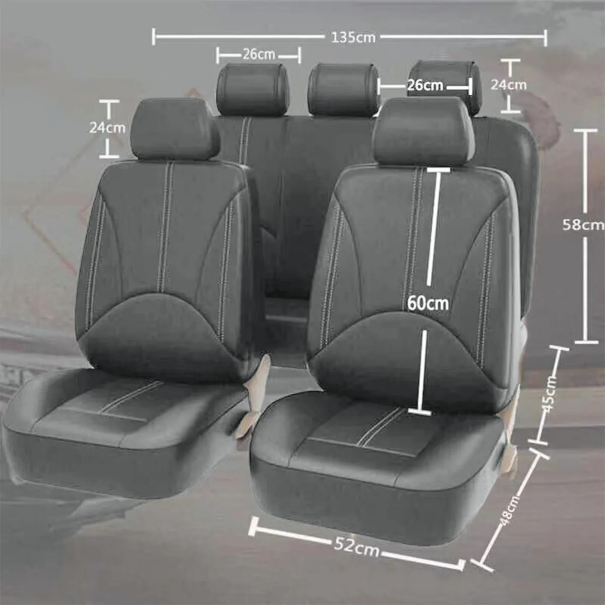 Mexico Russia Pu Perforated Leather Foreign Trade Cross-Border Amazon Car Seat Cover Spliced Leather Universal 5-Seater