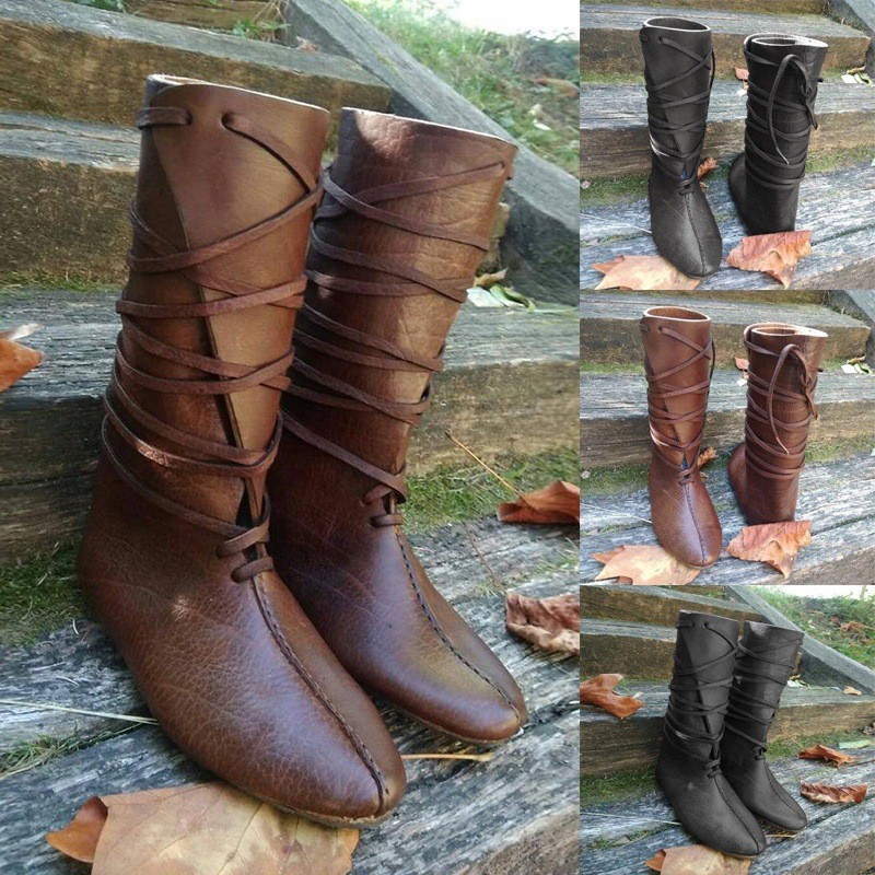 Manufacturer's foreign trade retro European and American new style men's shoes and women's leather boots, pointed toe lace-up flat-soled riding boots, large sizes 40-48