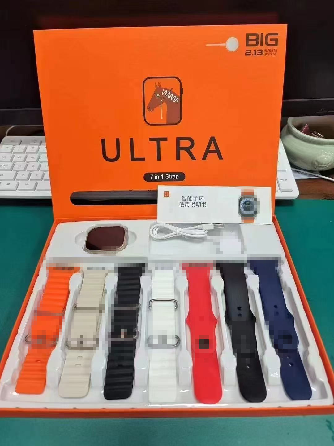 Ultra7in1 llamada Bluetooth reloj inteligente 7 unidades traje de carga inalámbrica recordatorio de Salud del ritmo cardíaco reloj deportivo