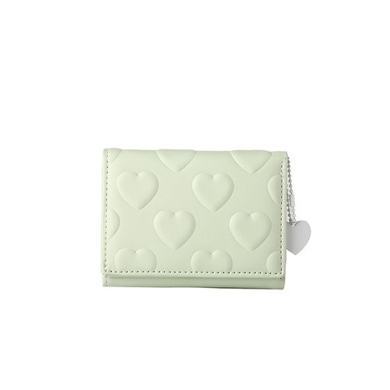Amor corto bolso de cambio de mujer versión coreana lindo pequeño fresco plegable mini nicho bolso de tarjetas de estudiantes marea color sólido