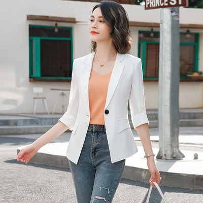2021 summer have cash less than that is registered in the accounts Little white suit Korean Edition Simplicity Blazer leisure time fashion coat spring and autumn