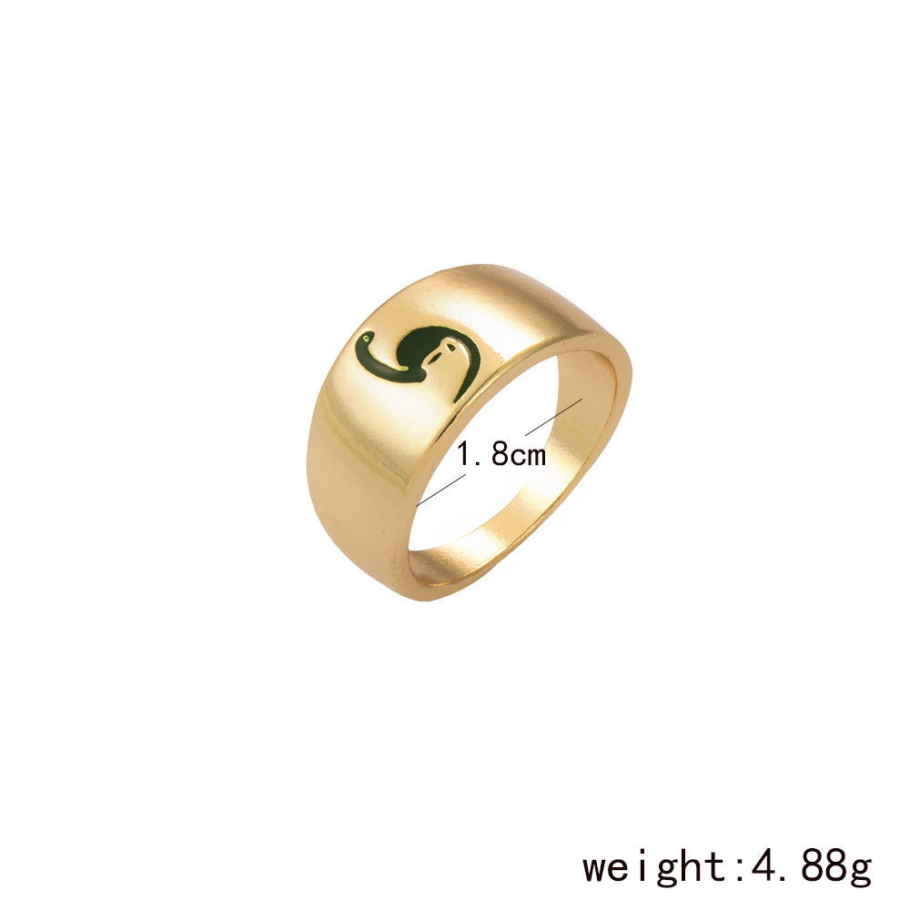 European and American crossborder new simple dinosaur pattern fashion retro golden ring jewelrypicture1