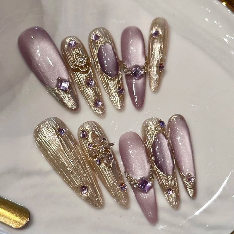 Purely Handmade Popular Style Royal Sister Charm Purple Chalcedony Glass Beads Cat's Eye Buccellati Broken Relief Beautiful Fine Dog Armor Wear Purely Handmade Popular Style Royal Sister Charm Purple Chalcedony Glass Beads Cat's Eye Buccellati Broken Relief Beautiful Fine Dog Armor Wear