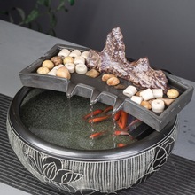 流水摆件鱼缸造景古法养鱼循环水池过滤器加湿家居装饰景德镇陶瓷