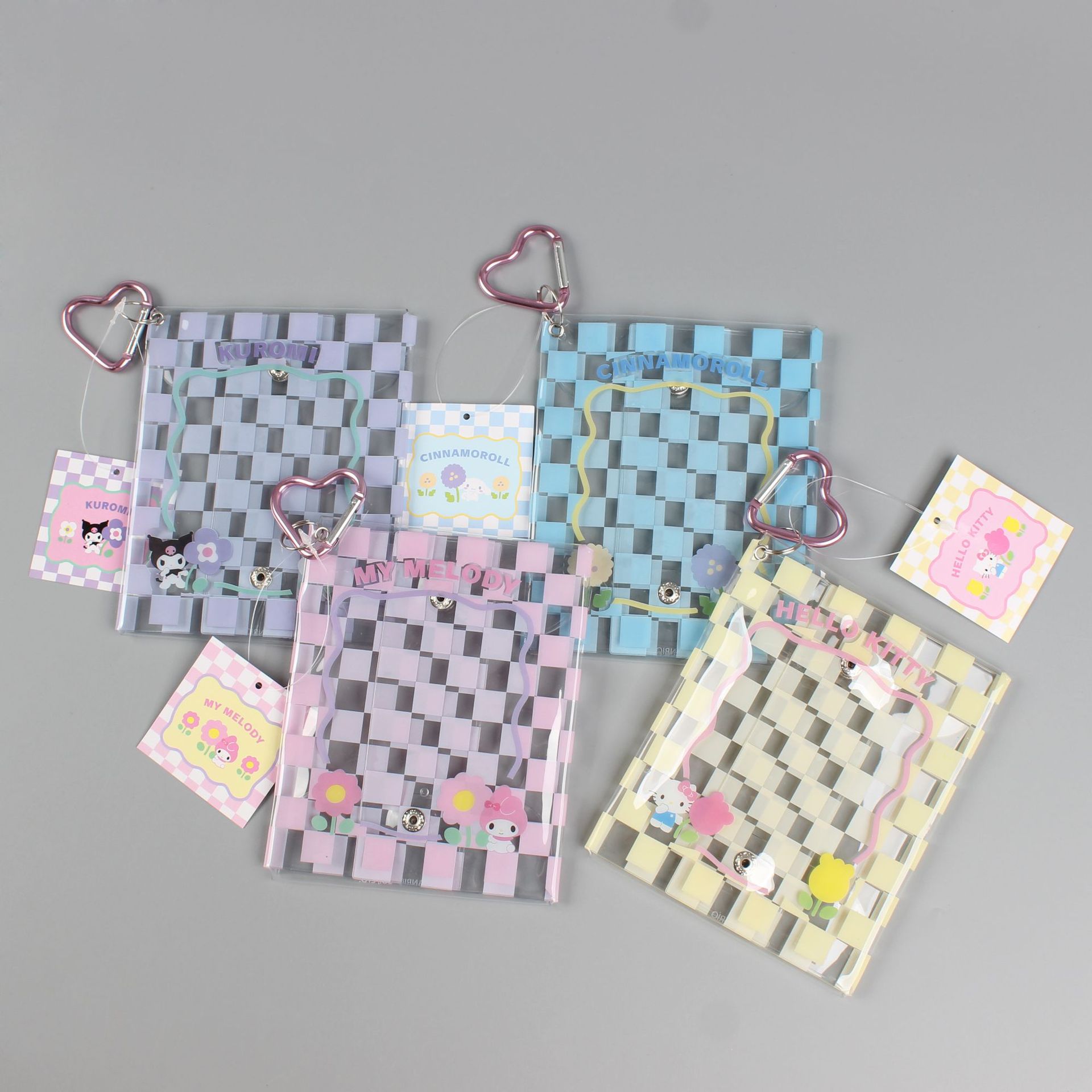 现货郁金香格纹印花库洛米PVC透明收纳包KT遛娃包挂件玉桂狗卡通