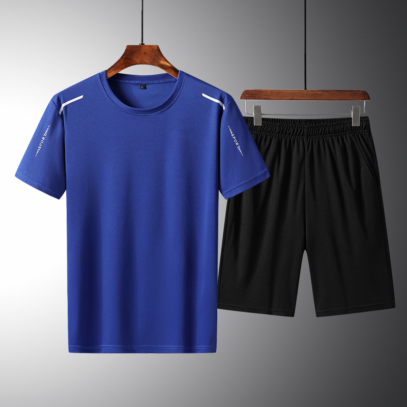 Trajes deportivos y de ocio de verano 2024, camisetas, pantalones cortos elásticos de manga corta para hombre, conjuntos de pantalones cortos de manga corta para hombre