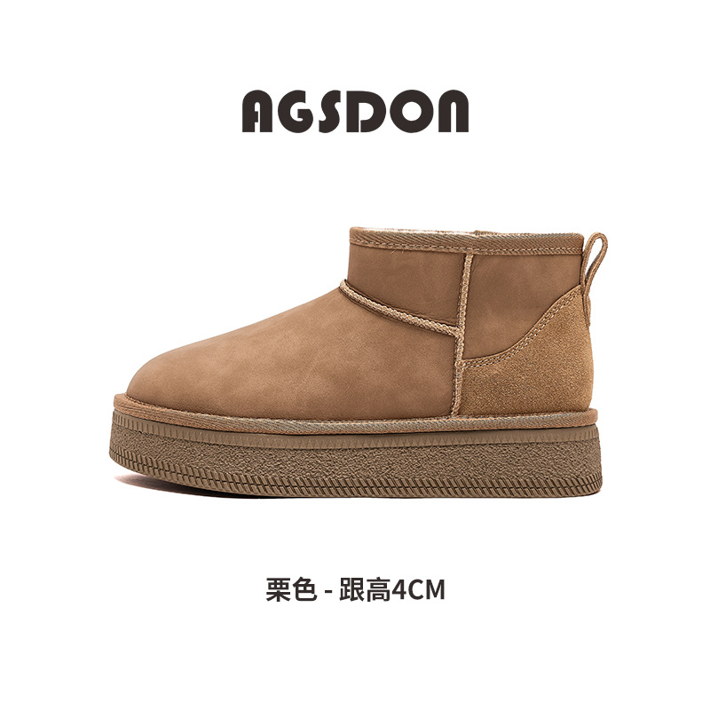 Botas de nieve de fondo grueso para mujeres 2025 nuevos zapatos de invierno perezosos con un pie de terciaria y pan de algodón grueso
