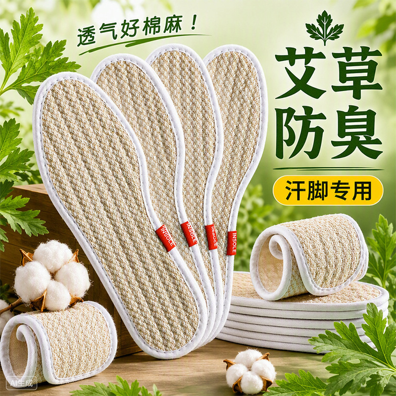Plantillas antiolor de verano para hombre, plantillas absorbentes de sudor y antiolor, aptas para todas las estaciones, cómodas, transpirables, de suela blanda, plantillas de artemisa para mujer image 19