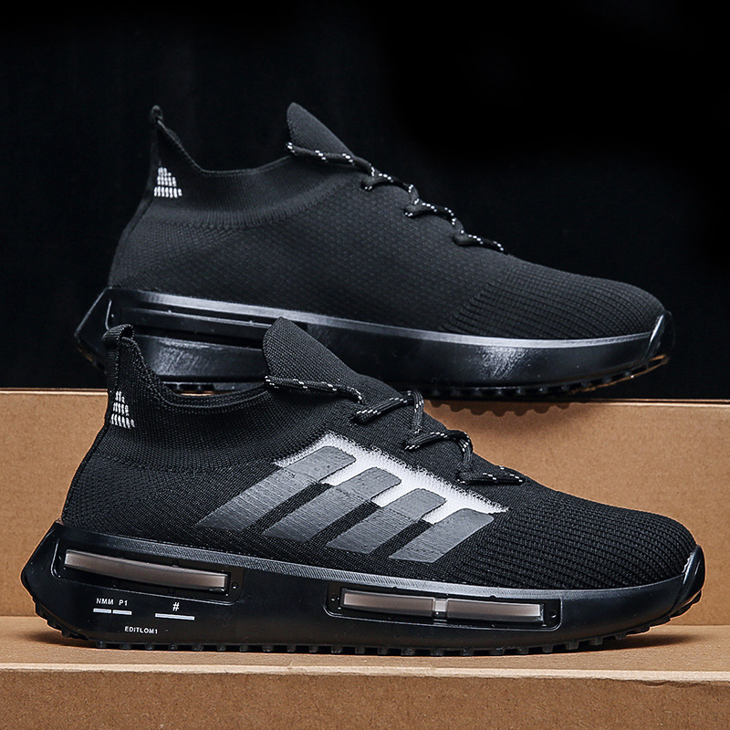 Breathable Flying Weaving Running Shoes With Thick Sole Design_voghion.com