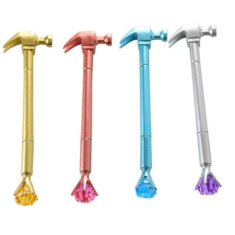Martillo de diamante creativo modelado pluma de alta apariencia estudiante papelería pluma de gel lindo material escolar pluma de agua al por mayor