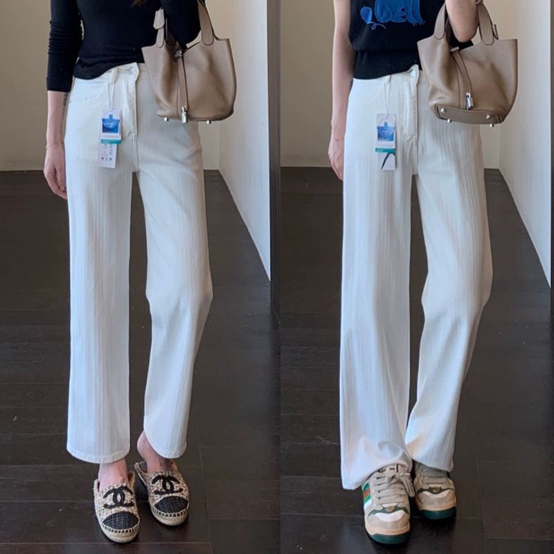 Amr Act ◆ Slimming Magic Pants High-Waisted Slim Narrow Straight Wide-Leg Jeans White Women's Autumn and Winter New