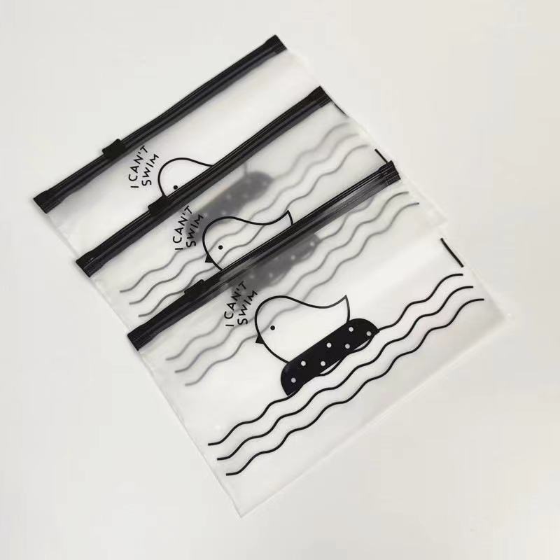 Transparent PVC cartoon sanding bird self-sealing zipper bag, small chicken bag elastic underwear and pants edge storage bag
