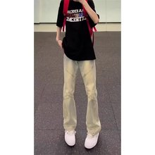潮圆领标准复古蓝高腰排扣牛仔裤男vibe裤子时尚青少年纯色牛仔