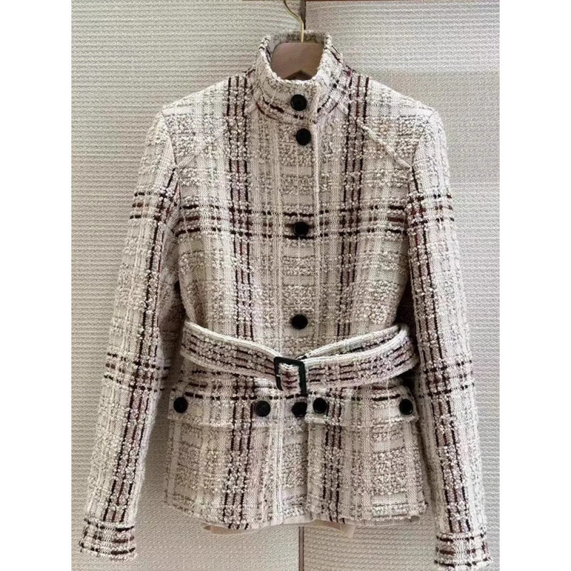 Unique Design and Elegant Plaid Jacket for Women, 2026 Spring and Autumn New French Style Tweed Jacket Top
